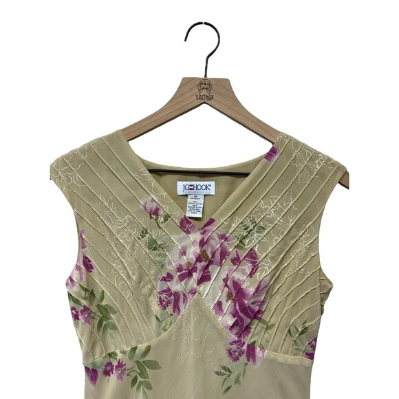 Vintage Romantic Fully Lined JG Hook Sleeveless Floral Midi Dress 90s Y2K Sz 6P - Picture 5 of 12